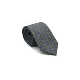 Lovewell Classic silk tie designed by Niki Fulton. Deep green & purple print.