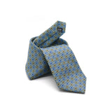 Lovewell Khaki silk tie designed by Niki Fulton. A teal & khaki print.