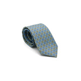 Lovewell Khaki silk tie designed by Niki Fulton. A teal & khaki print.