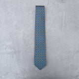 Lovewell Khaki silk tie designed by Niki Fulton. A teal & khaki print.