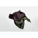 Rock silk pocket square / neckerchief designed by Niki Fulton. Forest green and amethyst silk