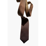 Peat silk tie designed by Niki Fulton. A tie in camels and purple colours. 